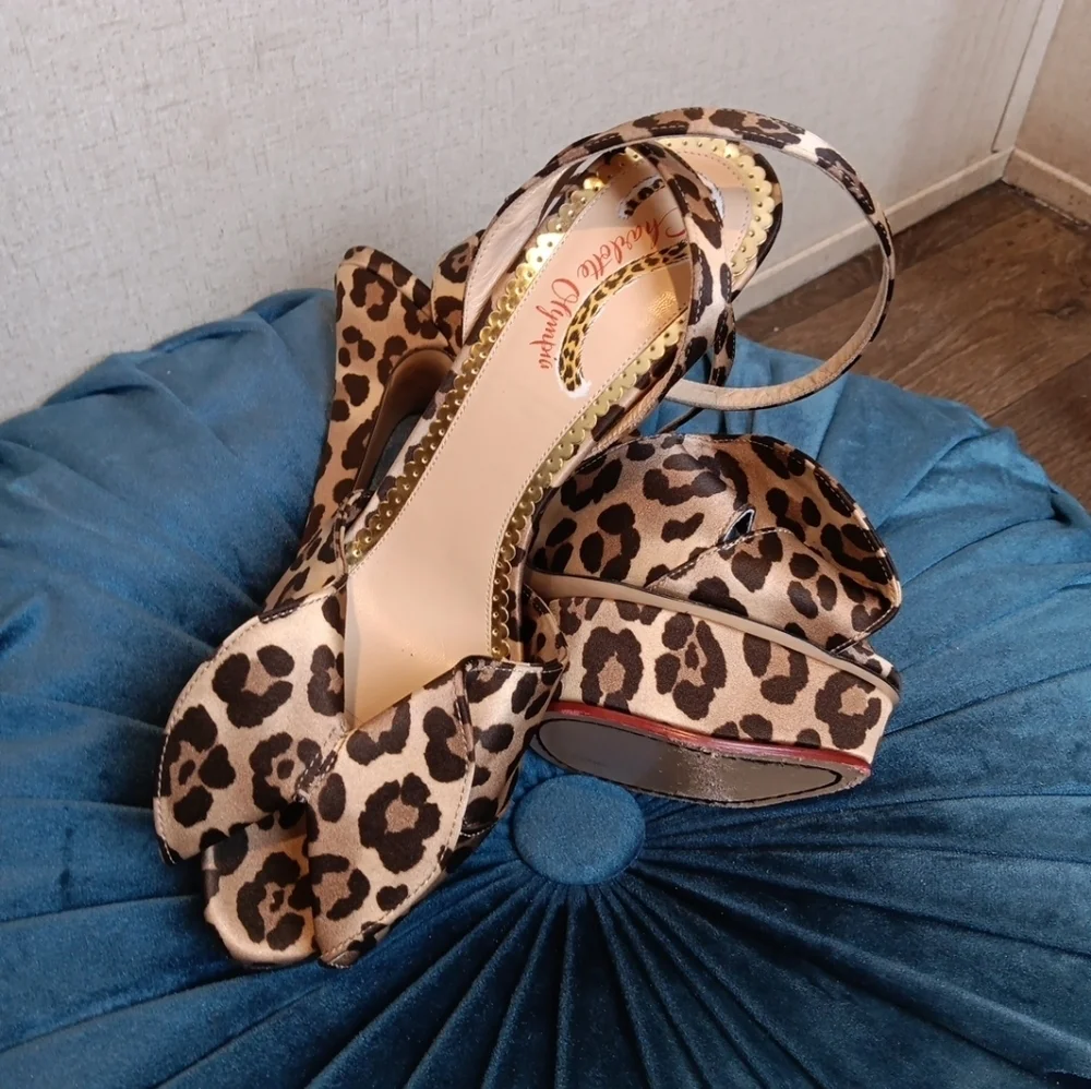 Charlotte Olympia Leopard Print Heels Made In Italy Size 40 Usa 9